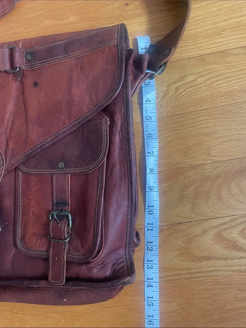 Komar Passion Vintage Brown Leather Messenger Bag Adjustable Strap (OL3)